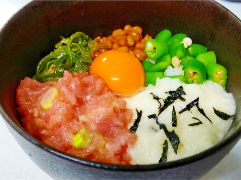 【簡単ヘルシー】具だくさんのネバネバ丼